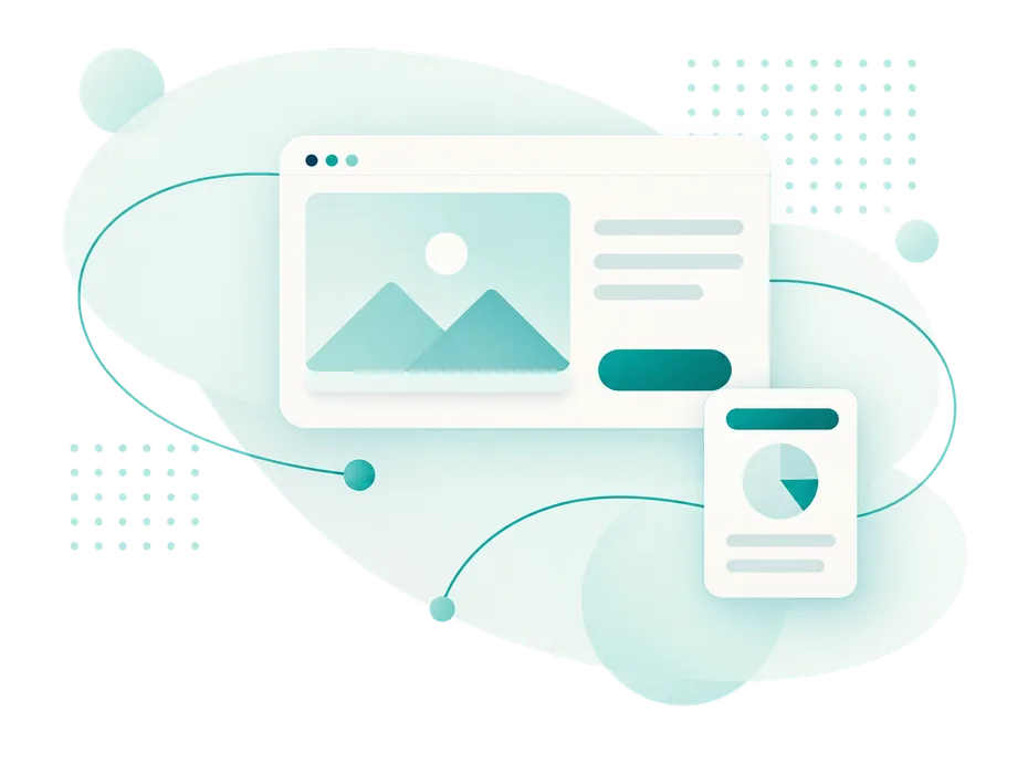 Ilustração de um site responsivo em computador e celular